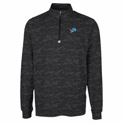 Detroit Lions Cutter & Buck Traverse Camo Print Stretch Quarter-Zip Top Black