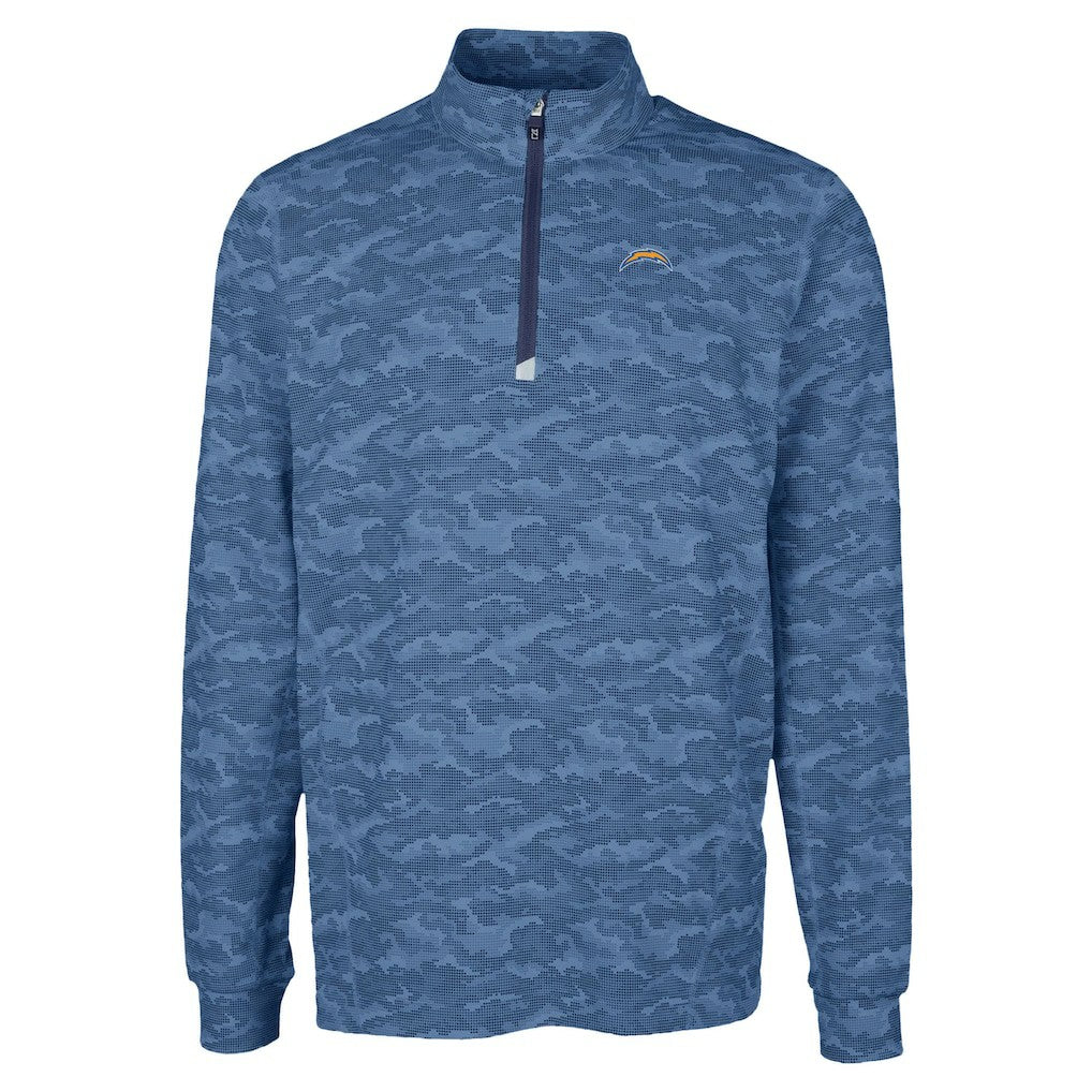 Los Angeles Chargers Cutter & Buck Traverse Camo Print Stretch Quarter-Zip Top Navy