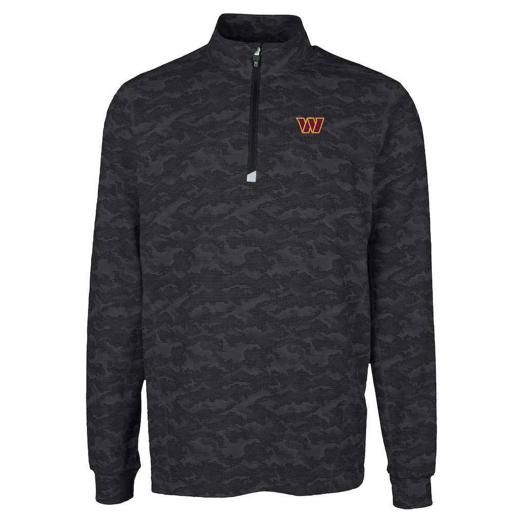 Washington Commanders Cutter & Buck Traverse Camo Print Stretch Quarter-Zip Top Black