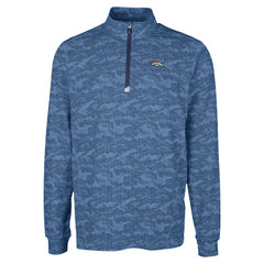 Denver Broncos Cutter & Buck Traverse Camo Print Stretch Quarter-Zip Top Navy