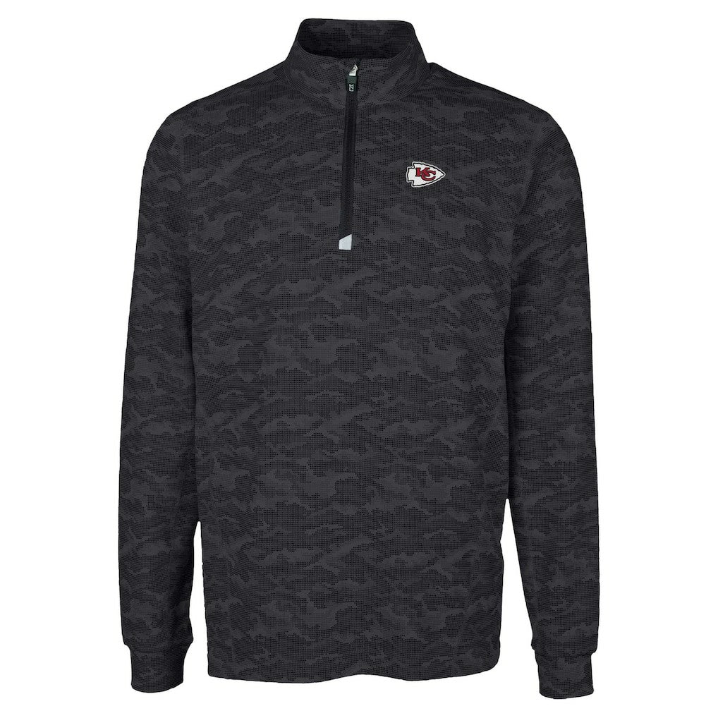 Kansas City Chiefs Cutter & Buck Traverse Camo Print Stretch Quarter-Zip Top Black