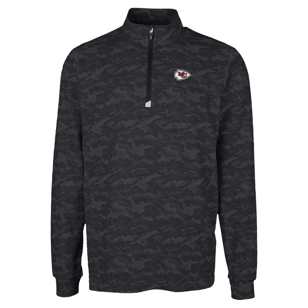 Kansas City Chiefs Cutter & Buck Traverse Camo Print Stretch Quarter-Zip Top Black