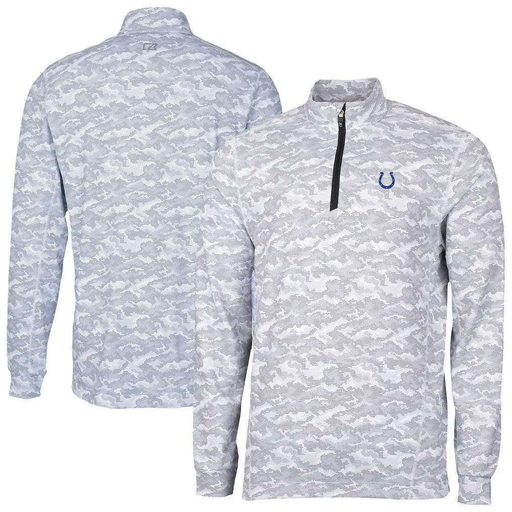 Indianapolis Colts Cutter & Buck Traverse Camo Print Stretch Quarter-Zip Top Charcoal