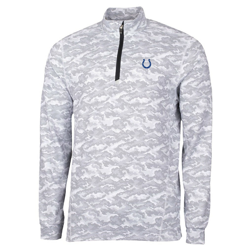 Indianapolis Colts Cutter & Buck Traverse Camo Print Stretch Quarter-Zip Top Charcoal