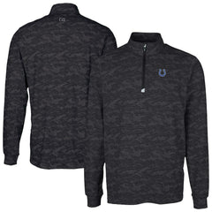 Indianapolis Colts Cutter & Buck Traverse Camo Print Stretch Quarter-Zip Top Black
