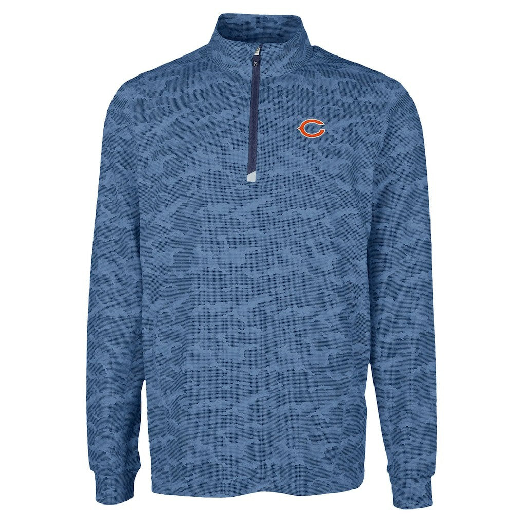 Chicago Bears Cutter & Buck Traverse Camo Print Stretch Quarter-Zip Top Navy