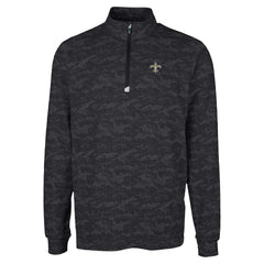 New Orleans Saints Cutter & Buck Traverse Camo Print Stretch Quarter-Zip Top Black