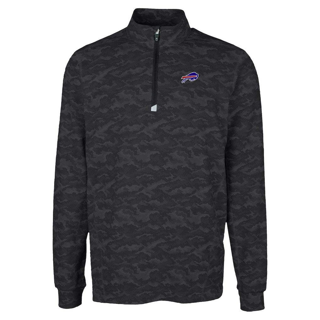 Buffalo Bills Cutter & Buck Traverse Camo Print Stretch Quarter-Zip Top Black