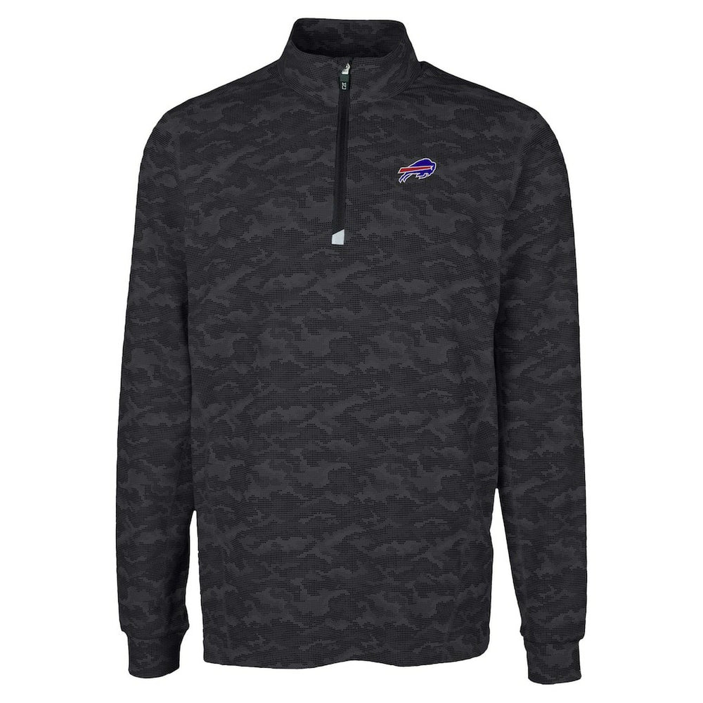 Buffalo Bills Cutter & Buck Traverse Camo Print Stretch Quarter-Zip Top Black
