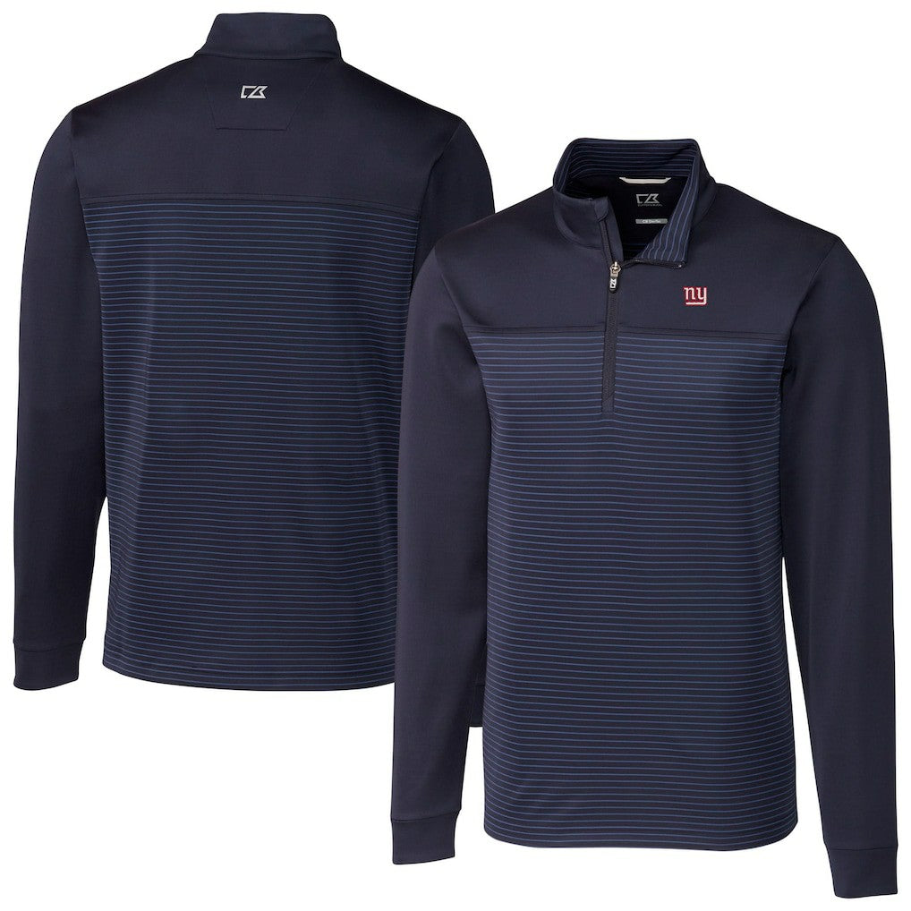 New York Giants Cutter & Buck Traverse Stripe Stretch DryTec Quarter-Zip Top Navy