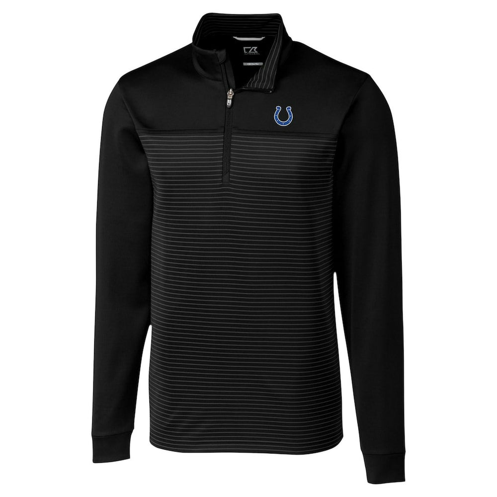 Indianapolis Colts Cutter & Buck Traverse Stripe Stretch DryTec Quarter-Zip Top Black