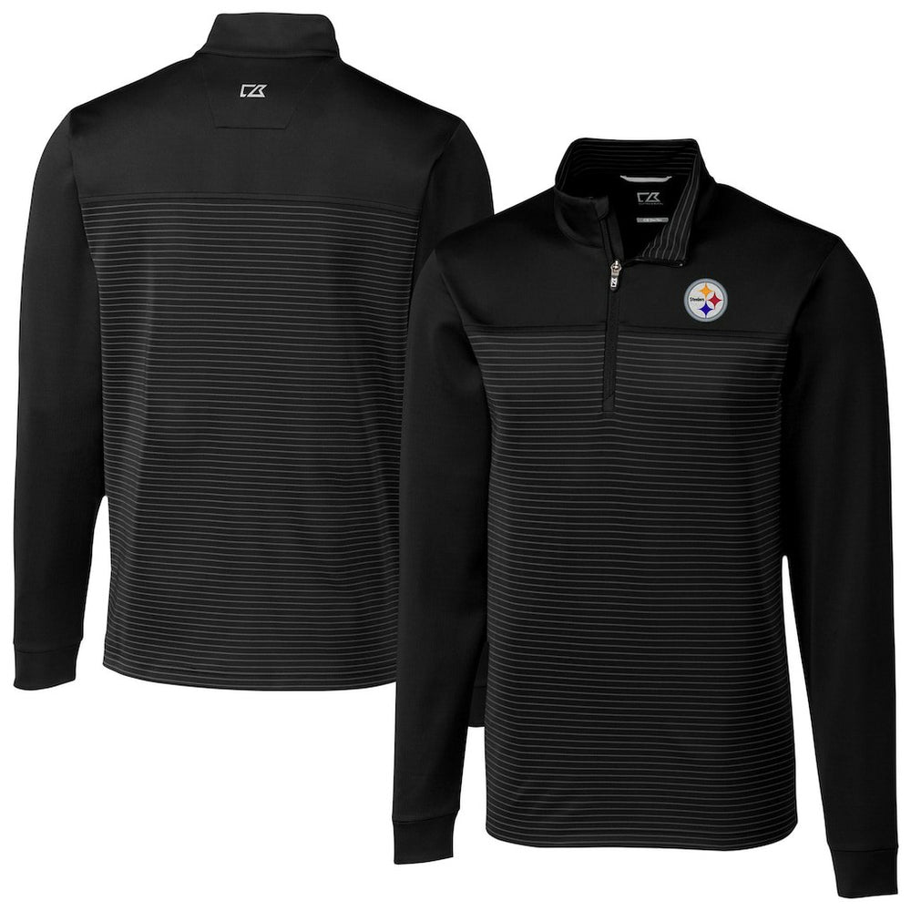 Pittsburgh Steelers Cutter & Buck Traverse Stripe Stretch DryTec Quarter-Zip Top Black