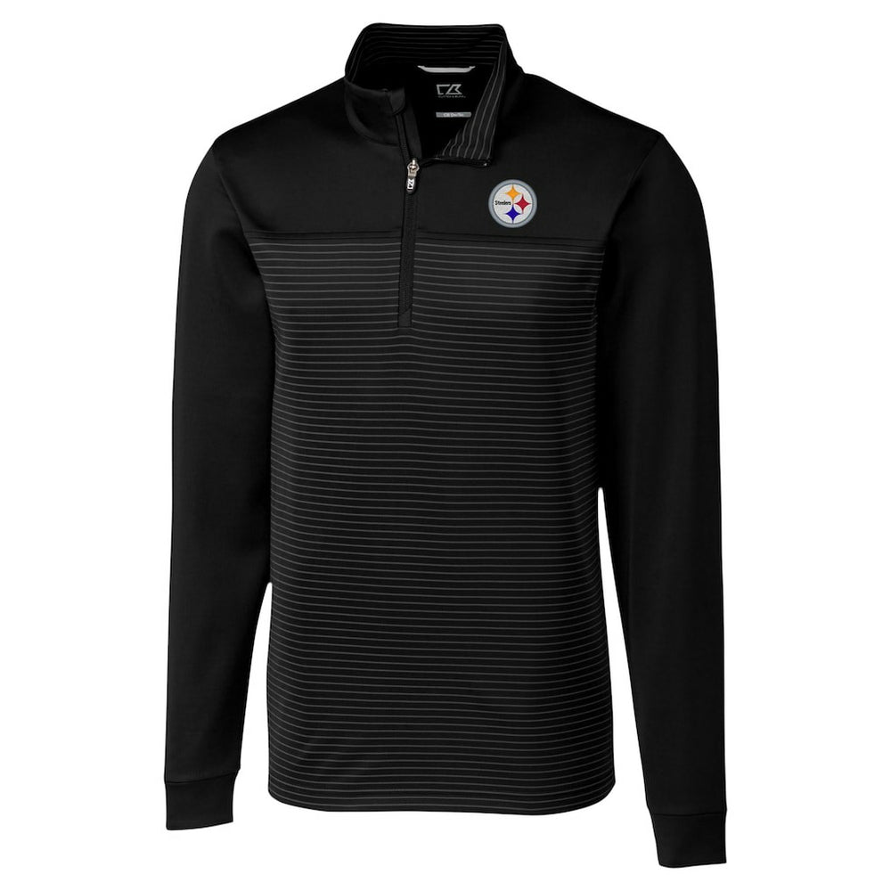 Pittsburgh Steelers Cutter & Buck Traverse Stripe Stretch DryTec Quarter-Zip Top Black
