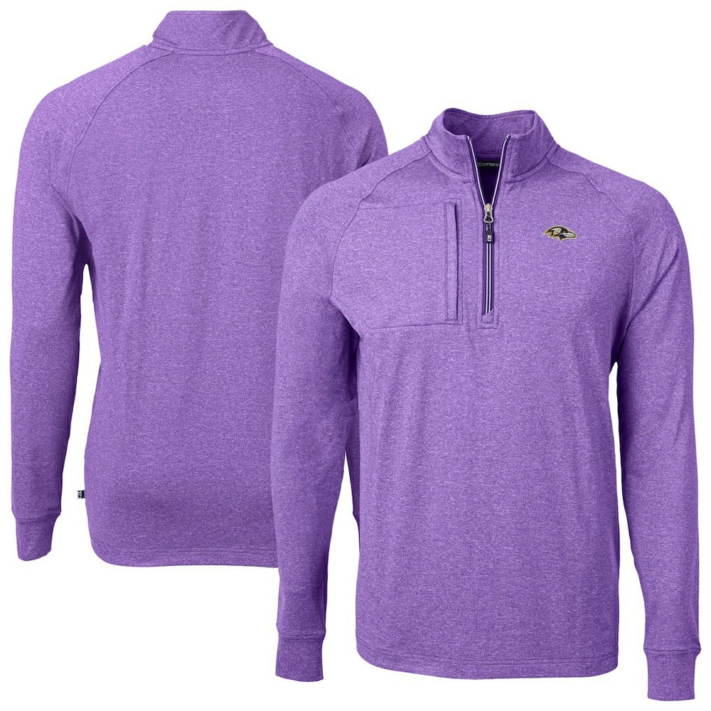 Baltimore Ravens Cutter & Buck Adapt Eco Raglan Quarter-Zip Jacket Heather Purple