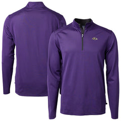 Baltimore Ravens Cutter & Buck Virtue Eco Pique Micro Stripe Quarter-Zip Jacket Purple