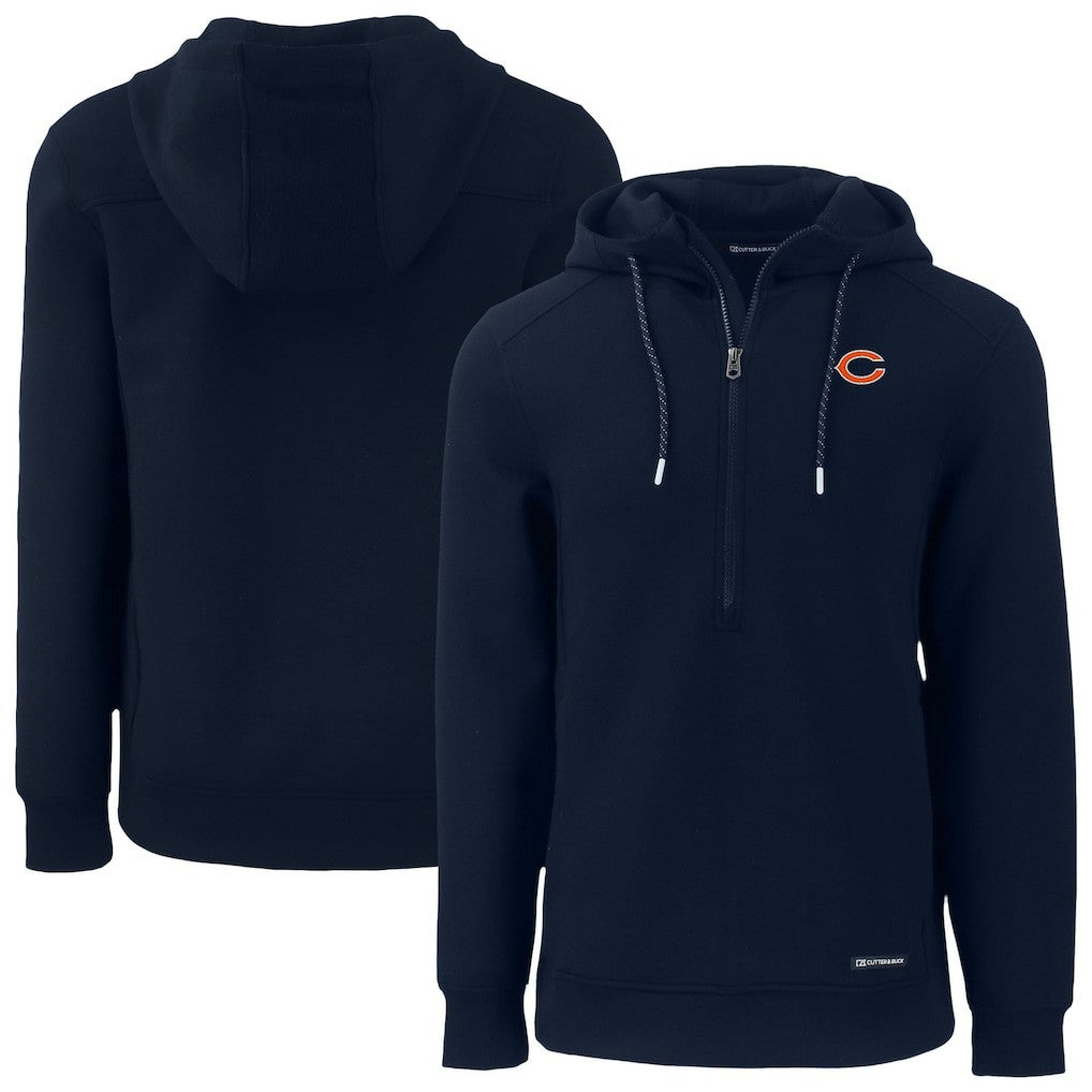 Chicago Bears Cutter & Buck Roam Eco Recycled Half-Zip Hoodie Navy