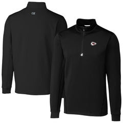 Kansas City Chiefs Cutter & Buck Big & Tall Traverse Eco Tri-Blend DryTec Quarter-Zip Jacket Black