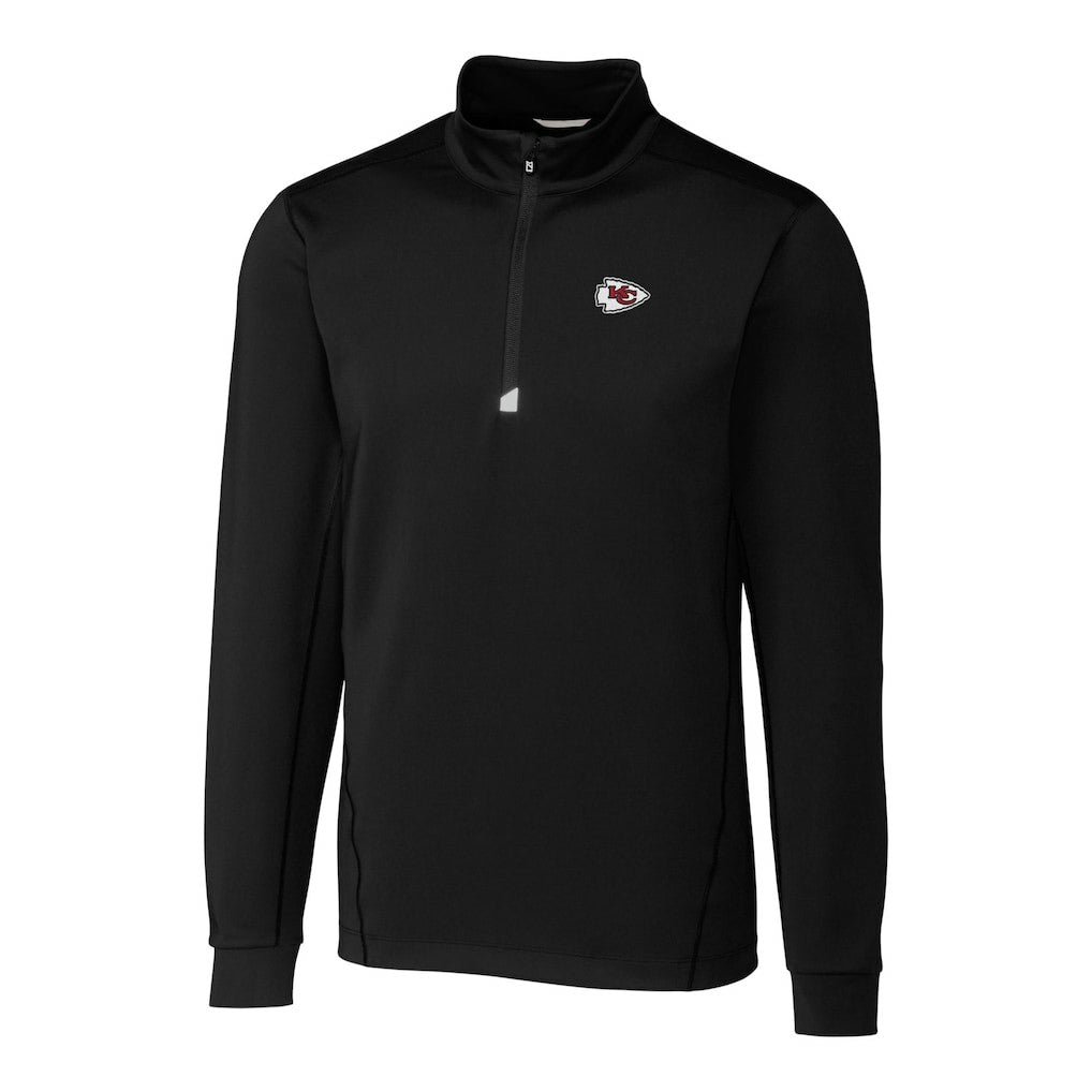 Kansas City Chiefs Cutter & Buck Big & Tall Traverse Eco Tri-Blend DryTec Quarter-Zip Jacket Black