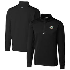 Miami Dolphins Cutter & Buck Big & Tall Traverse Eco Tri-Blend DryTec Quarter-Zip Jacket Black
