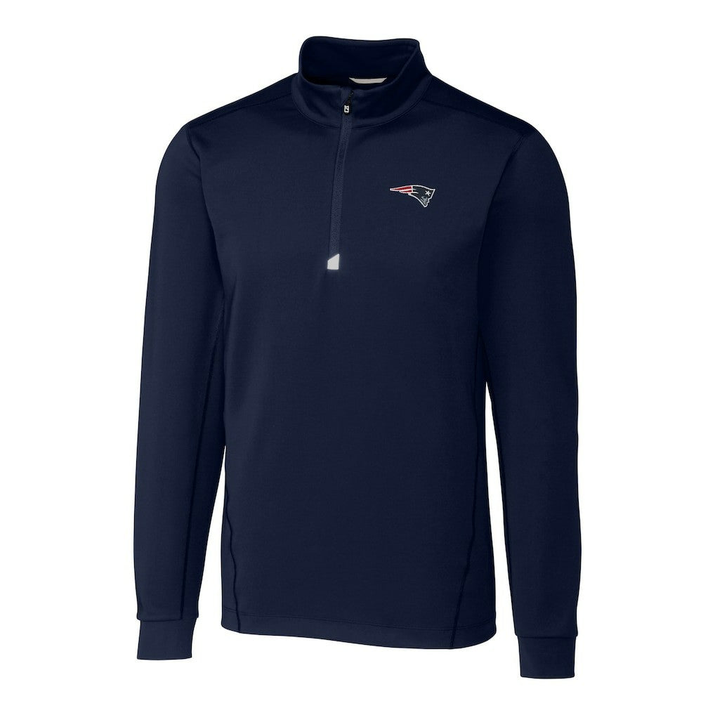 New England Patriots Cutter & Buck Big & Tall Traverse Eco Tri-Blend DryTec Quarter-Zip Jacket Navy