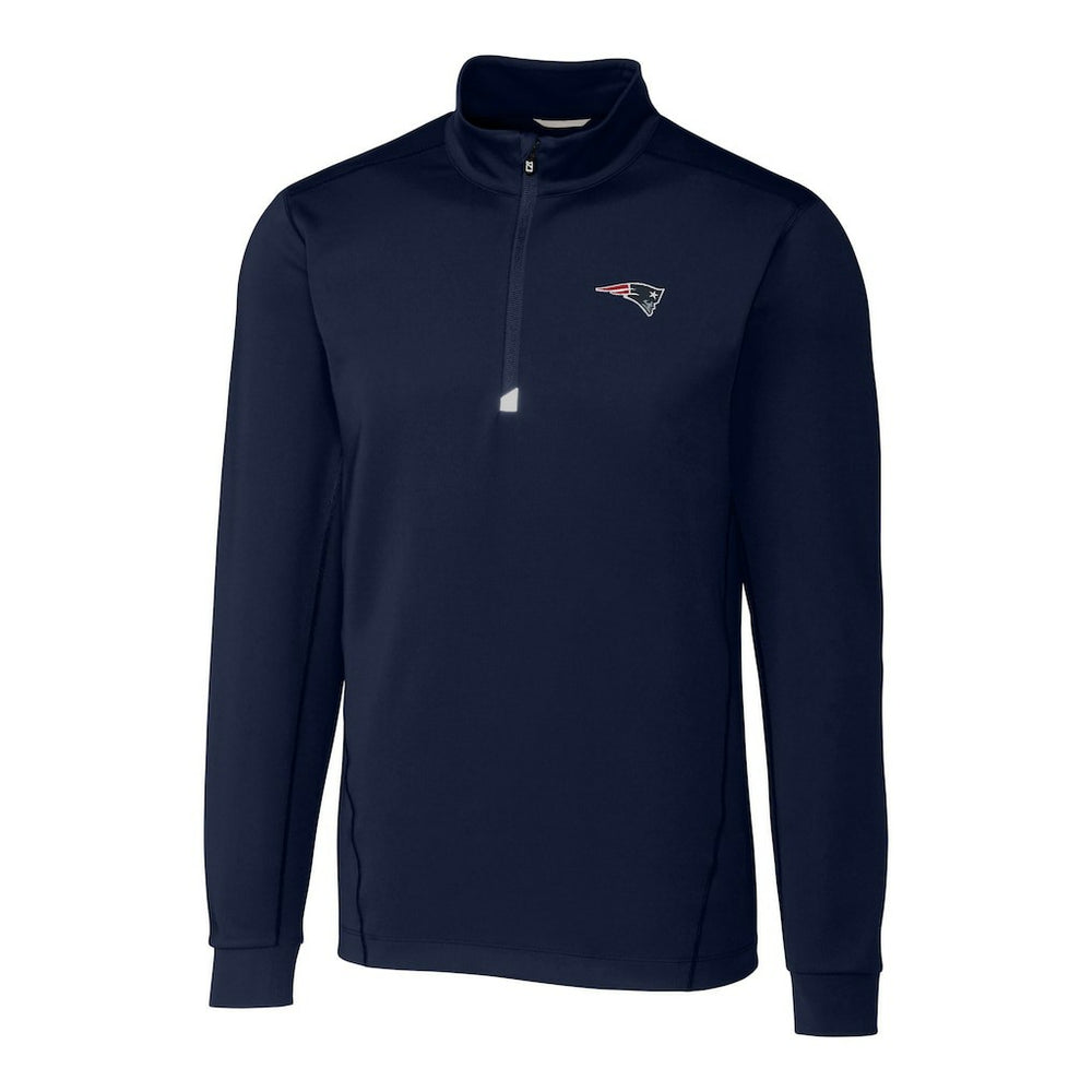 New England Patriots Cutter & Buck Big & Tall Traverse Eco Tri-Blend DryTec Quarter-Zip Jacket Navy