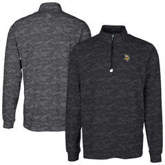 Minnesota Vikings Cutter & Buck Big & Tall Traverse Eco Camo Tri-Blend DryTec Quarter-Zip Jacket Black