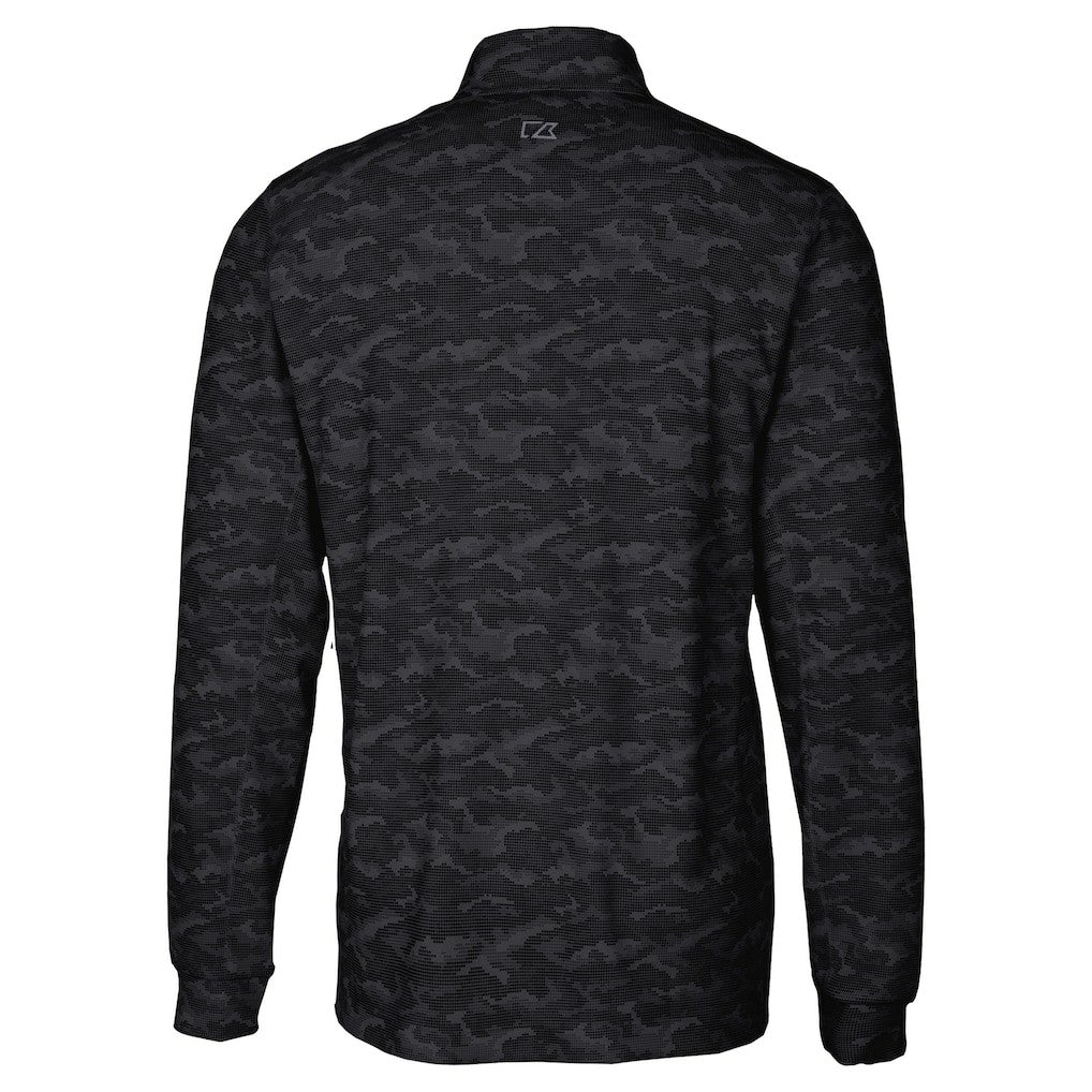 Miami Dolphins Cutter & Buck Big & Tall Traverse Eco Camo Tri-Blend DryTec Quarter-Zip Jacket Black