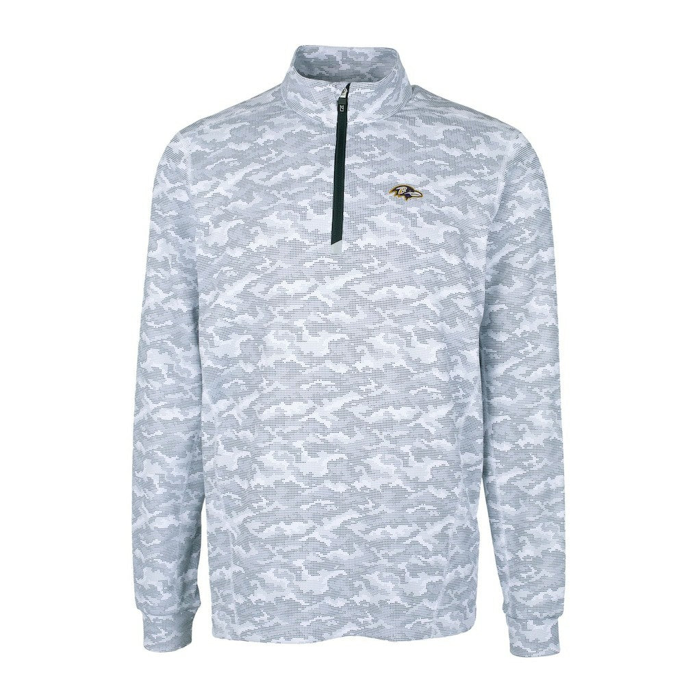 Baltimore Ravens Cutter & Buck Big & Tall Traverse Eco Camo Tri-Blend DryTec Quarter-Zip Jacket Charcoal