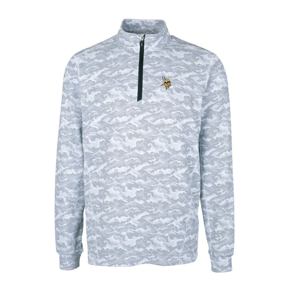 Minnesota Vikings Cutter & Buck Big & Tall Traverse Eco Camo Tri-Blend DryTec Quarter-Zip Jacket Charcoal