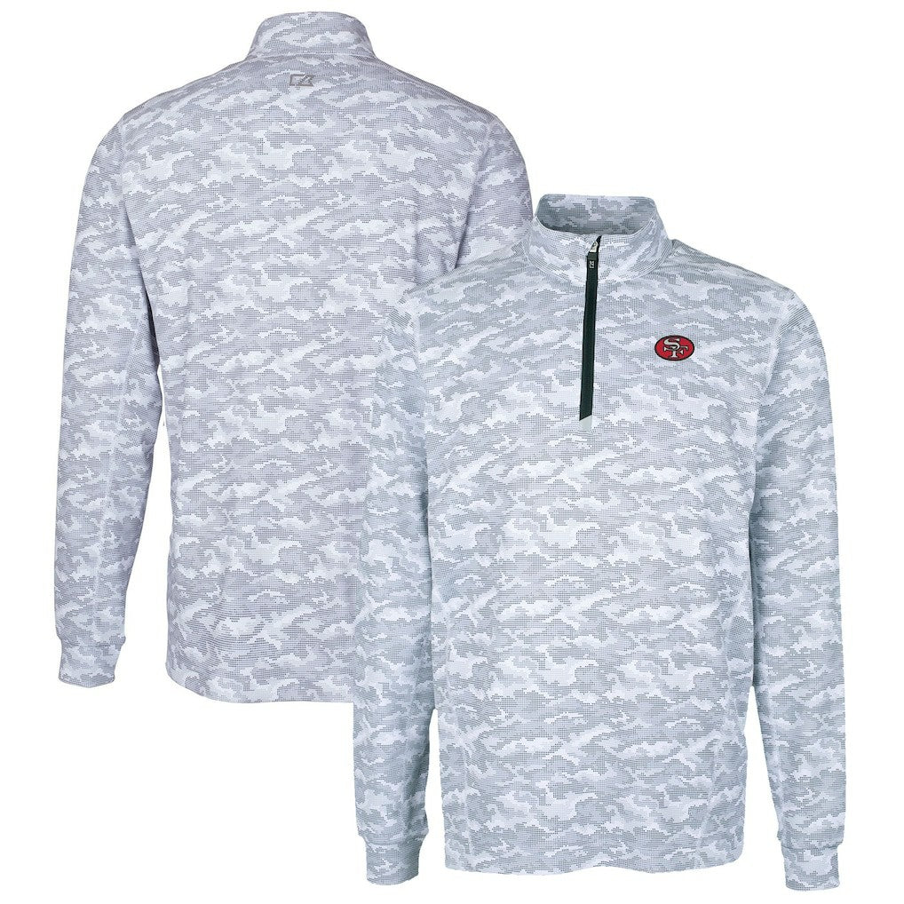 San Francisco 49ers Cutter & Buck Big & Tall Traverse Eco Camo Tri-Blend DryTec Quarter-Zip Jacket Charcoal