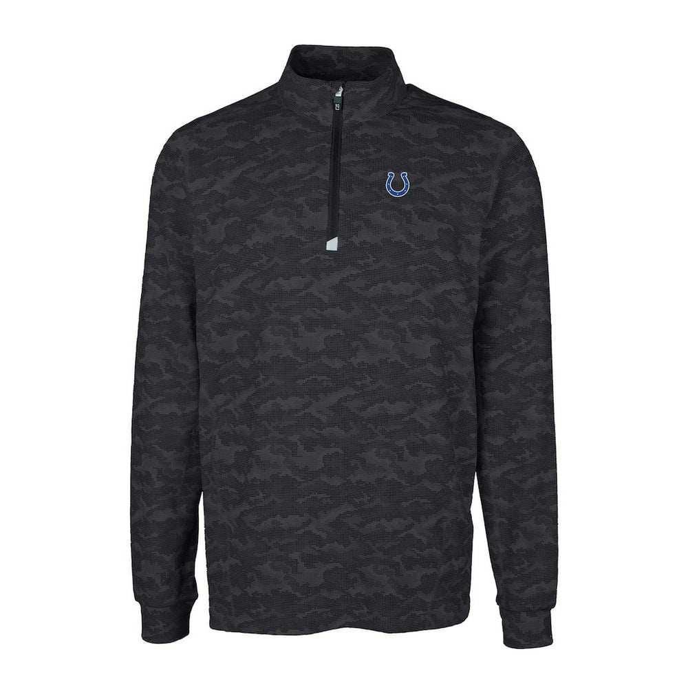 Indianapolis Colts Cutter & Buck Big & Tall Traverse Eco Camo Tri-Blend DryTec Quarter-Zip Jacket Black