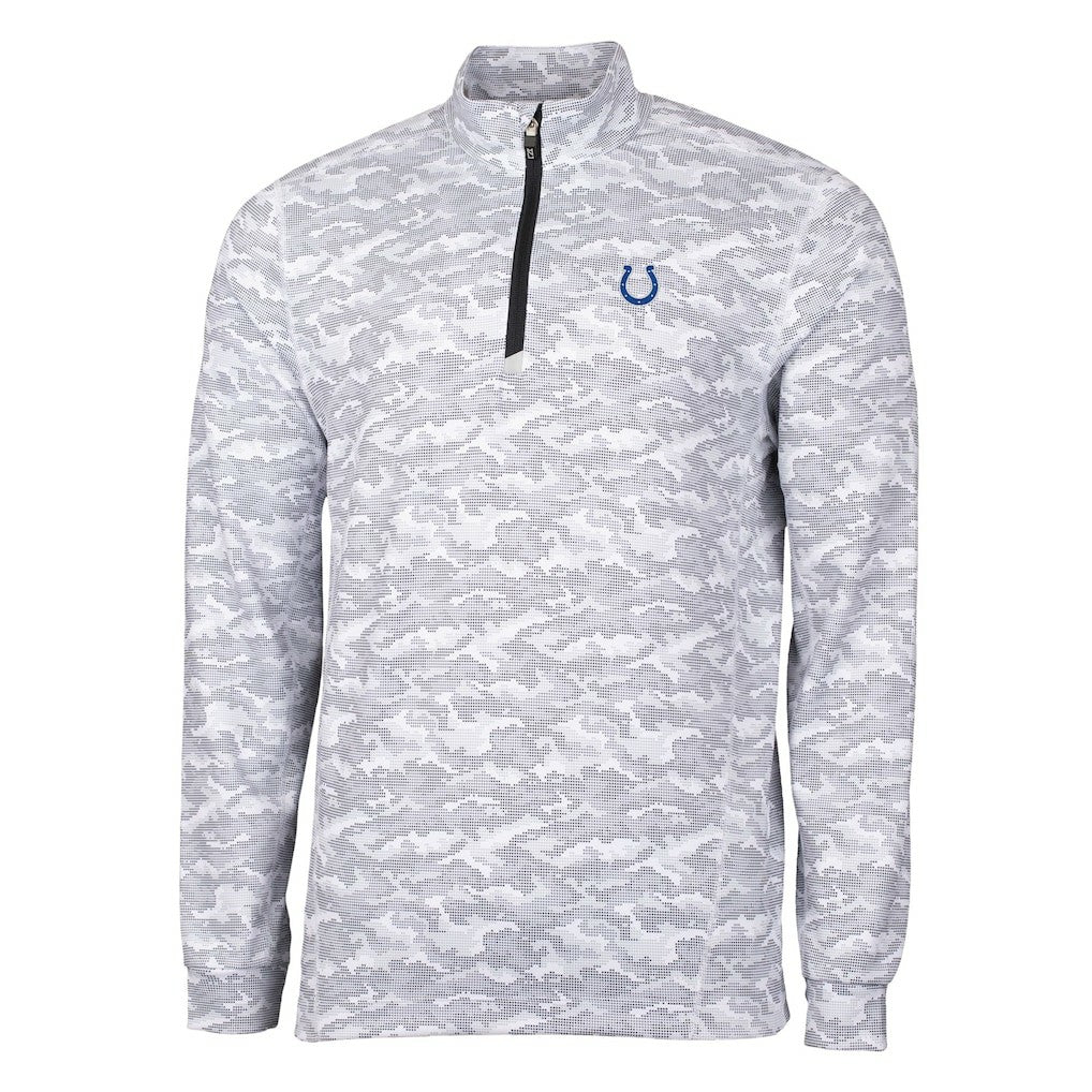 Indianapolis Colts Cutter & Buck Big & Tall Traverse Eco Camo Tri-Blend DryTec Quarter-Zip Jacket Charcoal
