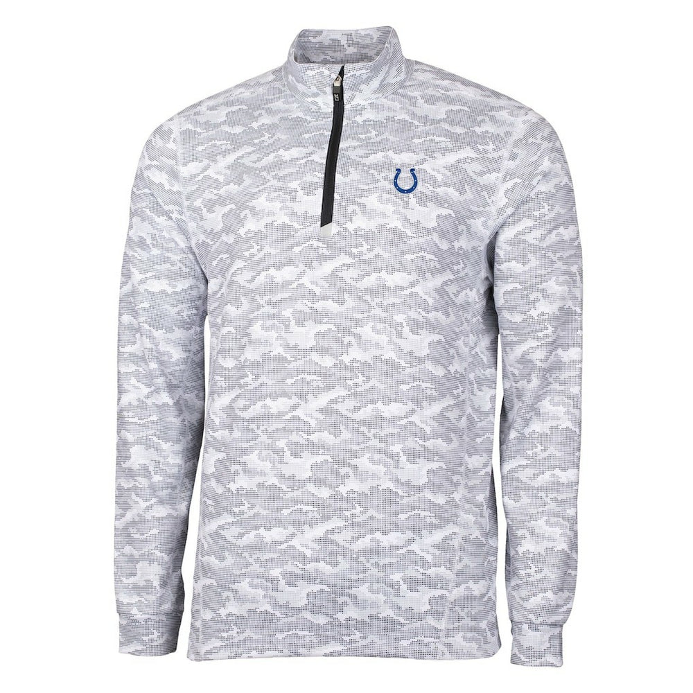 Indianapolis Colts Cutter & Buck Big & Tall Traverse Eco Camo Tri-Blend DryTec Quarter-Zip Jacket Charcoal
