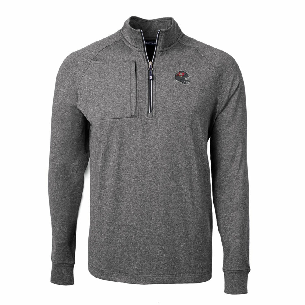 Tampa Bay Buccaneers Cutter & Buck Big & Tall Adapt Eco Raglan Quarter-Zip Jacket Heather Black