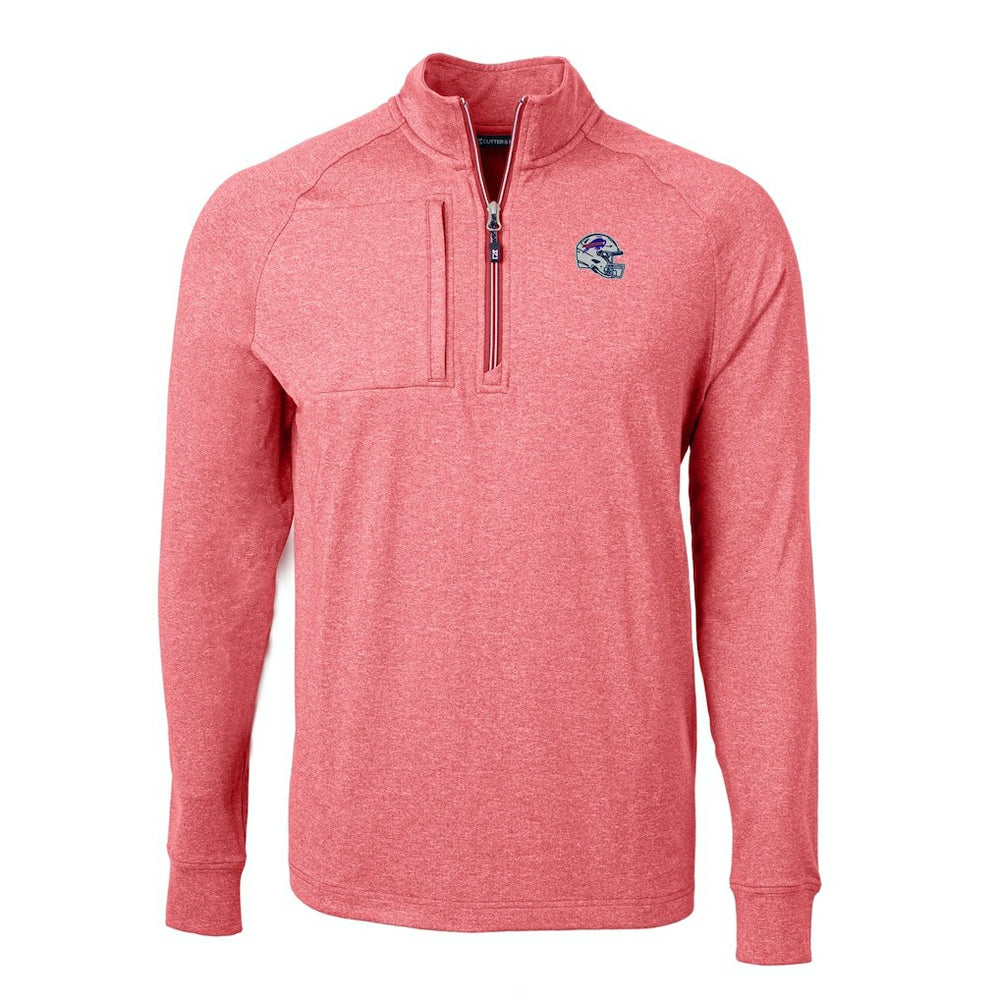 Buffalo Bills Cutter & Buck Big & Tall Adapt Eco Raglan Quarter-Zip Jacket Heather Red