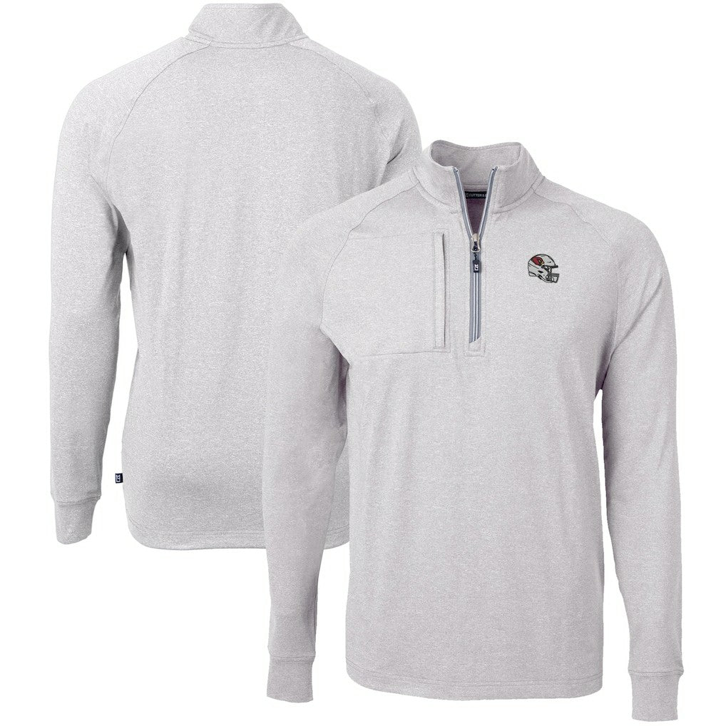 Arizona Cardinals Cutter & Buck Big & Tall Adapt Eco Raglan Quarter-Zip Jacket Heather Gray