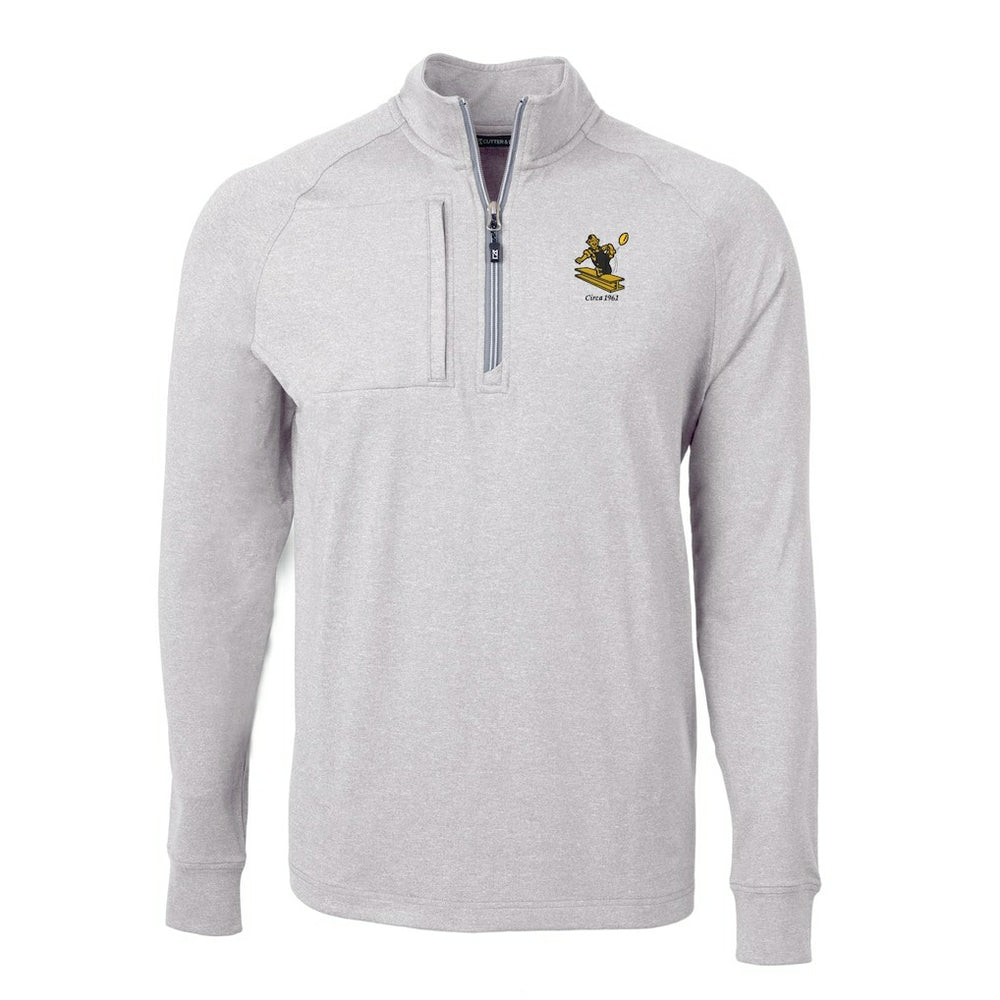 Pittsburgh Steelers Cutter & Buck Big & Tall Adapt Eco Raglan Quarter-Zip Jacket Heather Gray