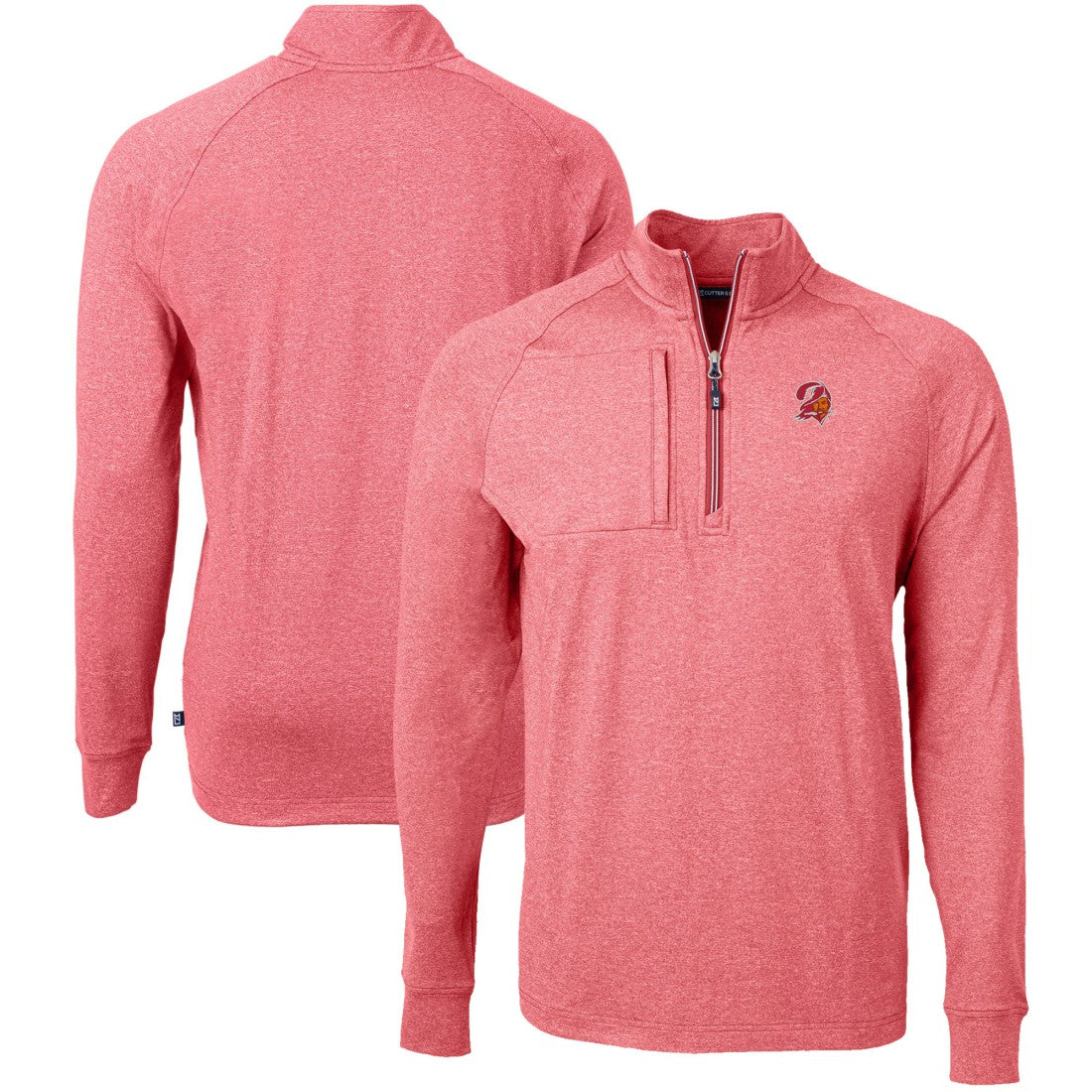Tampa Bay Buccaneers Cutter & Buck Big & Tall Adapt Eco Raglan Quarter-Zip Jacket Heather Red
