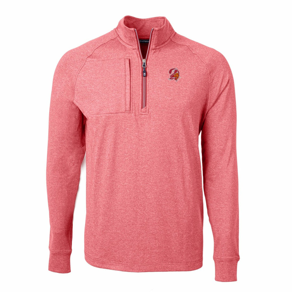 Tampa Bay Buccaneers Cutter & Buck Big & Tall Adapt Eco Raglan Quarter-Zip Jacket Heather Red