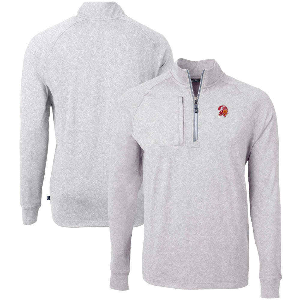 Tampa Bay Buccaneers Cutter & Buck Big & Tall Adapt Eco Raglan Quarter-Zip Jacket Heather Gray