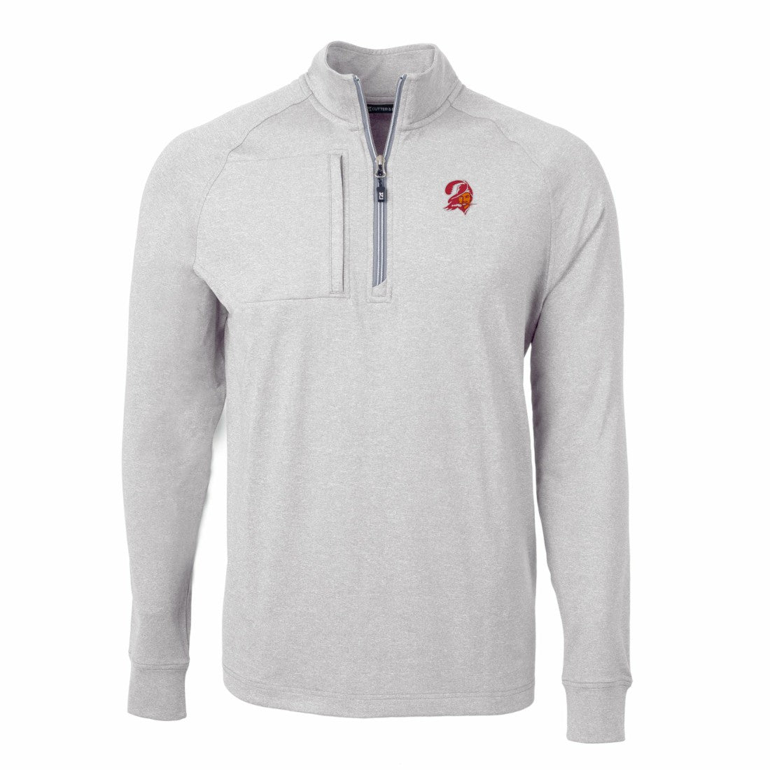 Tampa Bay Buccaneers Cutter & Buck Big & Tall Adapt Eco Raglan Quarter-Zip Jacket Heather Gray