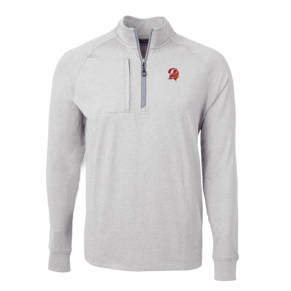 Tampa Bay Buccaneers Cutter & Buck Big & Tall Adapt Eco Raglan Quarter-Zip Jacket Heather Gray