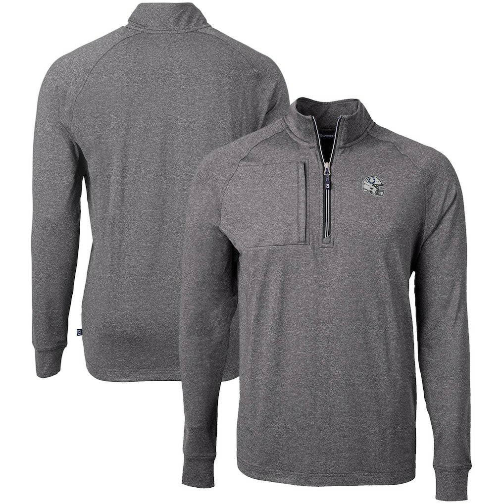 Indianapolis Colts Cutter & Buck Big & Tall Adapt Eco Raglan Quarter-Zip Jacket Heather Black