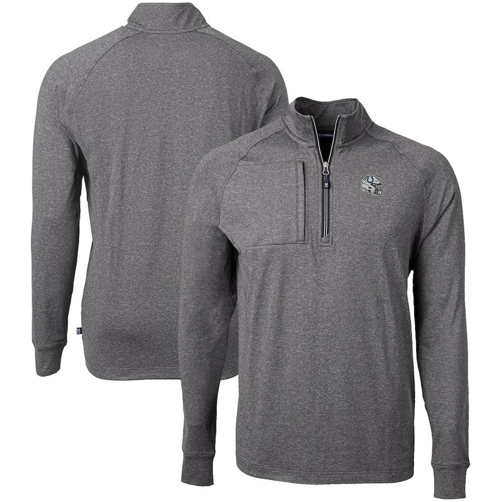 Indianapolis Colts Cutter & Buck Big & Tall Adapt Eco Raglan Quarter-Zip Jacket Heather Black