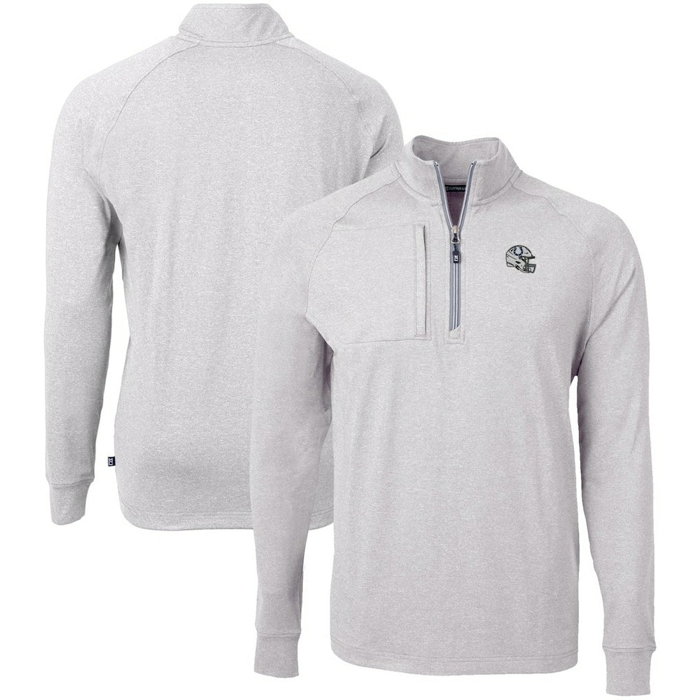 Indianapolis Colts Cutter & Buck Big & Tall Adapt Eco Raglan Quarter-Zip Jacket Heather Gray