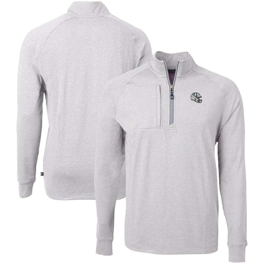 Indianapolis Colts Cutter & Buck Big & Tall Adapt Eco Raglan Quarter-Zip Jacket Heather Gray