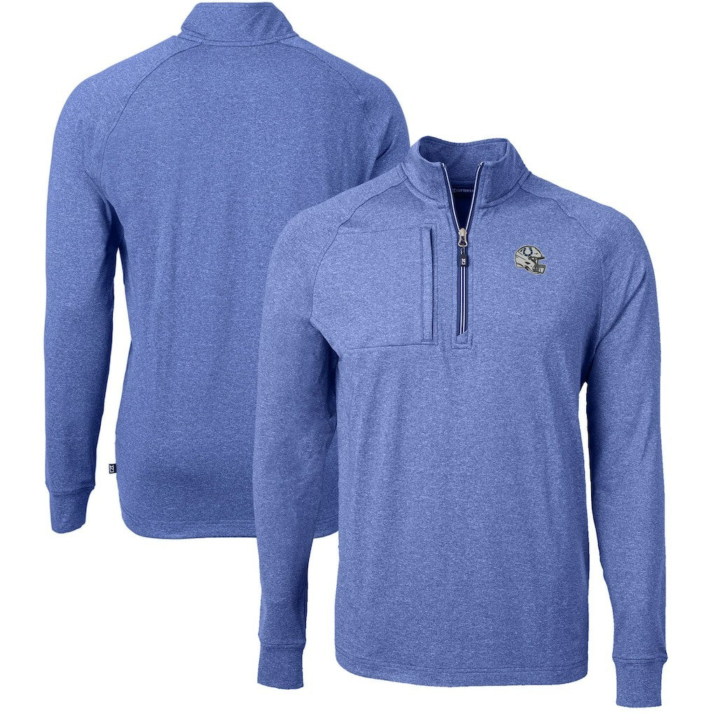 Indianapolis Colts Cutter & Buck Big & Tall Adapt Eco Raglan Quarter-Zip Jacket Heather Royal