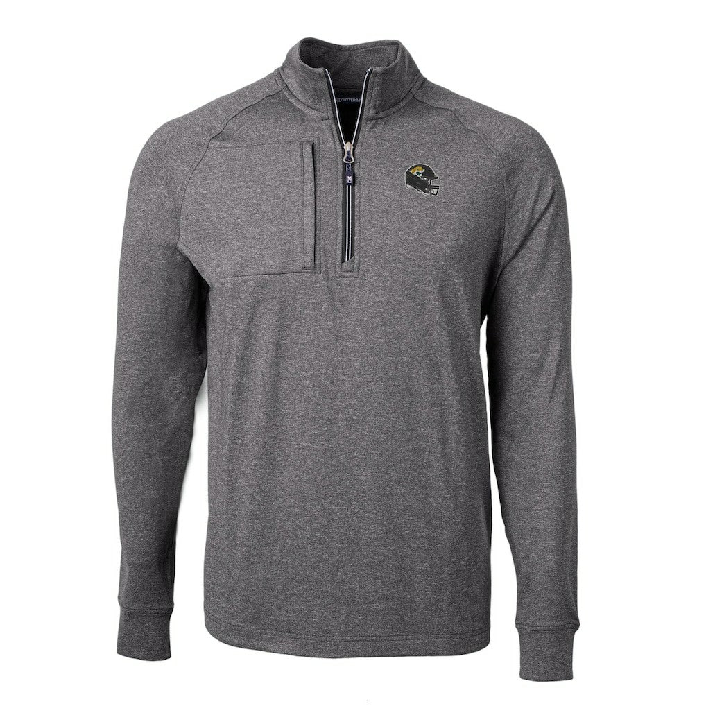 Jacksonville Jaguars Cutter & Buck Big & Tall Adapt Eco Raglan Quarter-Zip Jacket Heather Black