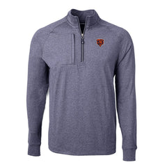 Chicago Bears Cutter & Buck Big & Tall Adapt Eco Raglan Quarter-Zip Jacket Heather Navy