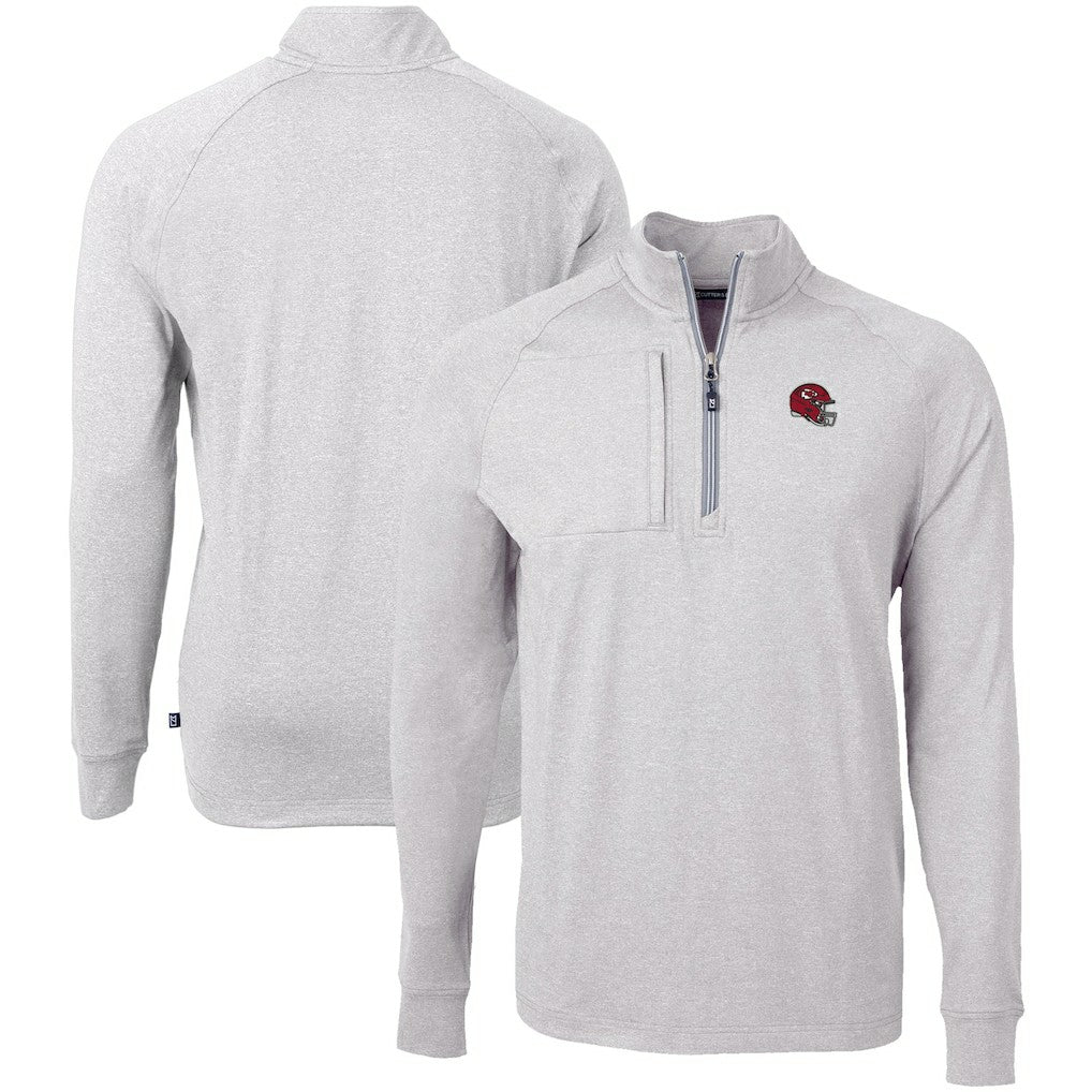 Kansas City Chiefs Cutter & Buck Big & Tall Adapt Eco Raglan Quarter-Zip Jacket Heather Gray